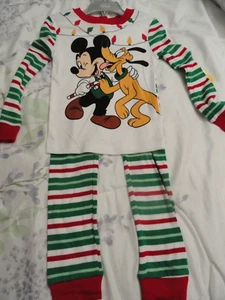 Size 4 Mickey Mouse & Pluto and Christmas Lights Pajama Set NWT Disney - Picture 1 of 2