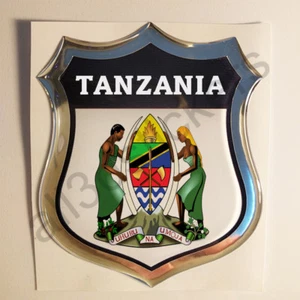 Sticker Tanzania Emblem Coat of Arms Shield 3D Resin Domed Gel Vinyl Decal Car  - Picture 1 of 1