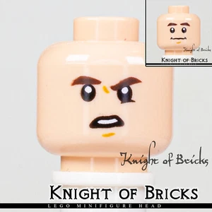 LEGO Minifigur Kopf HELLFLEISCH männlich doppelt neutral/verwirrt abgesenkte linke Augenbraue - Bild 1 von 4