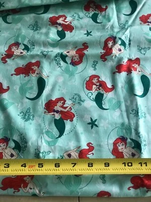 1 1/4 ++ yd Little Mermaid Ariel Cotton Fabric Bolt End Camelot - Image 1 of 4