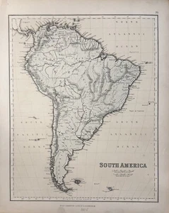 1855 South America Original Map, Lithograph Color & Hand Colored Outlines - Picture 1 of 2