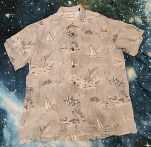 Tommy Bahama Mens M Grey Tropical 100% Silk Shirt - Picture 1 of 14