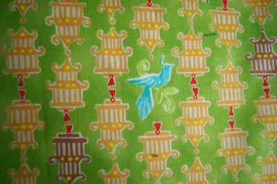 1 Yard Chinoise by Clothworks Cotton Quilting Fabric 36" X 44" Birdhouses Green - Image 1 of 2