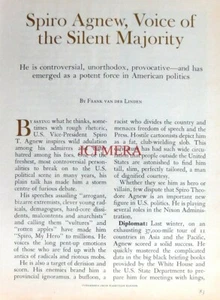 SPIRO AGNEW 'Voice of the Silent Majority' : Original 1970 Magazine Cutting - Picture 1 of 1