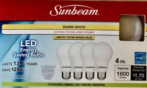 Sunbeam 14.5 Watt LED (4-bulbs) Dimmable - Warm White - Light Bulbs (100 Watt) - Picture 1 of 2