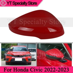 Red Right Side Rearview Door Side Mirror Cover Cap For Honda Civic 2022-2023 - Picture 1 of 5