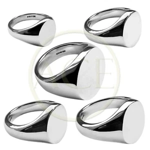 Bespoke Sterling Silver Oval Signet Rings Stamped 925 UK HM Large Medium Small - Picture 1 of 34