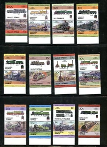 LOT 10224 MINT COLLECTION OF FORTY SEVEN TENANT PAIRS TRAIN LOCOMOTIVE TUVALU - Picture 1 of 4