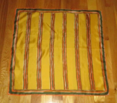 Vintage Vera Gold Yellow Green Orange Striped Silk Blend Square Scarf 21" Japan - Image 1 of 3