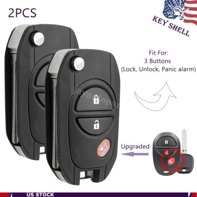 2 Upgraded For 2007 - 2019 Toyota Tundra Sequoia Remote Key Shell Case 3 Buttons - Image 1 of 4