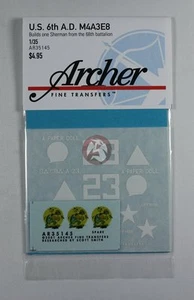 Archer 1/35 US M4A3E8 Sherman Markings from 6th A.D. 68th Battlion AR35145 - Picture 1 of 1