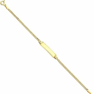 14k Gelbgold hohle Panzerkette Baby ID Armband Esclava Oro Solido Bebe 6" - Bild 1 von 3