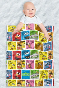 Sesame Street Fleece Baby Blanket, 30"x40", Character Named Blocks - Picture 1 of 6