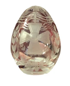 FIRMATO FABERGE #0404 INCISO Croce Vite Nastro Giri UOVO DI CRISTALLO 2,5x1,75 - Foto 1 di 8