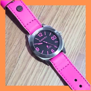 Pink SUPERDRY Leather Strap Watch Brushed Stainless Steel Case - Picture 1 of 13