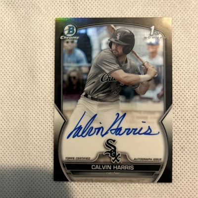 2023 Bowman Draft Chrone Calvin Harris #CDA-CHA Black Auto /75 White Sox 290 - Image 1 of 4