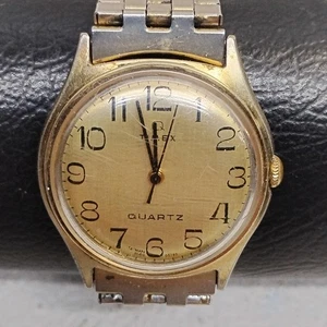 Vintage 1980 Timex "Q" Quartz 35mm Men's Gold Tone Watch - Picture 1 of 7