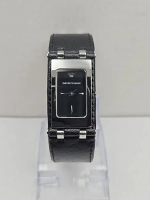 Emporio Armani AR5496 Esfera Negra Tanque Cuarzo Reloj Correa Cuero Batería Nueva Foto 1 de 4