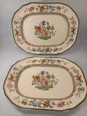 Spode Chinese Rose serving plater x2 large plate 12.5in x 9.5in white pink VGC - Image 1 of 4