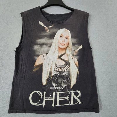 Cher Shirt adult XL Living Proof Farewell Tour 2003 Vintage Cut Off Sleeves - Image 1 of 4