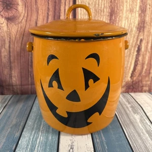 Cubo de calabaza Hallmark esmalte otoño hueco truco o trato Jack-O-Lantern - Imagen 1 de 6