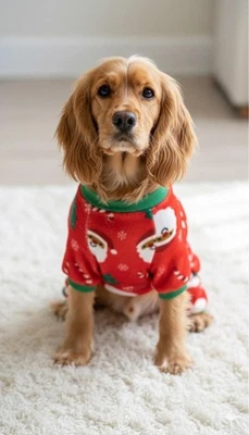 Adorable Red Christmas Dog Pyjamas – Large Size - Image 1 of 2