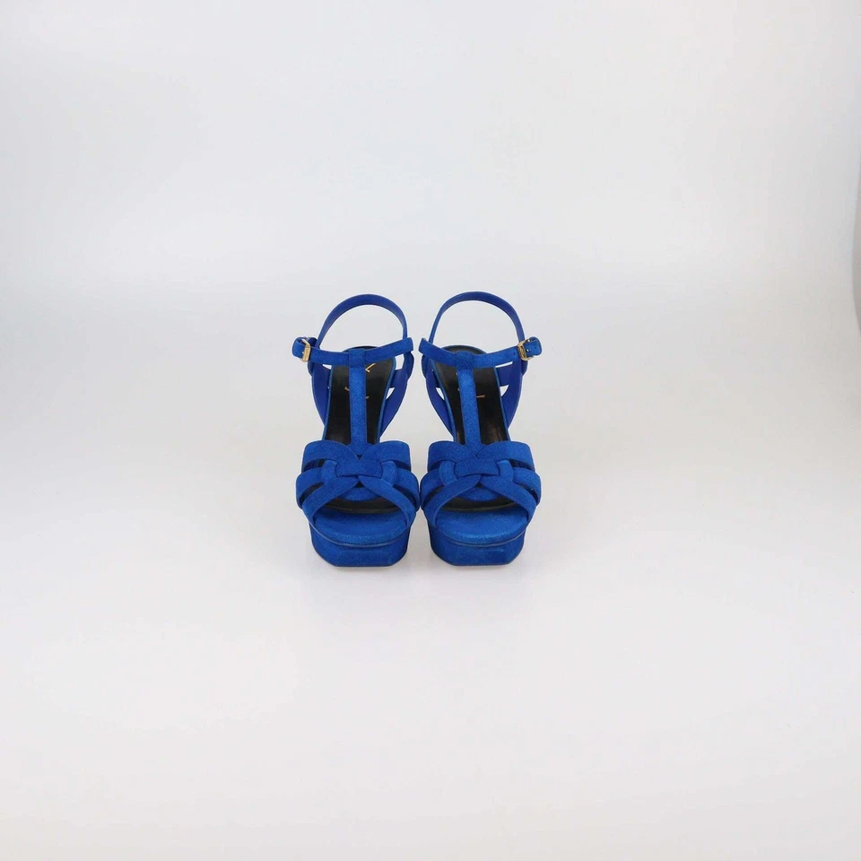 Sandalias de plataforma Saint Laurent Blue Tribute Foto 1 de 4