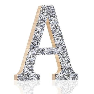 5.7 Inch Marquee Letters Wall Decor, Diamond Monogram Wooden Alphabet Signs, ... - Image 1 of 4