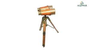 Vintage Brass Binoculars on Tripod Stand Maritime Antique Decor Gift - Picture 1 of 3