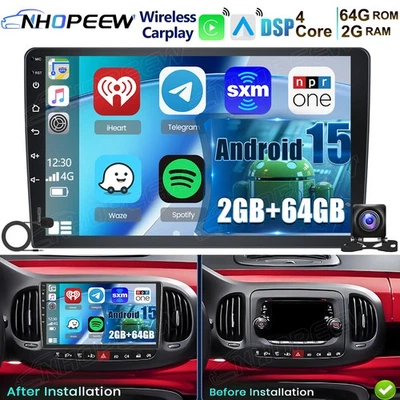 2+64GB 10.1" Android 15 Apple Carplay Autoradio GPS Navi Für Fiat 500L 2012-2017 - Bild 1 von 4