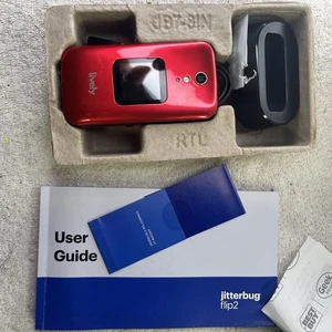 Telefono cellulare rosso Jitterbug Flip facile da usare 4043S con pulsante di emergenza a 5 stelle - - Foto 1 di 12