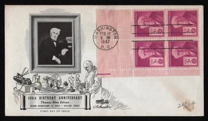 #945 3c Thomas Edison-Corner Negro de 4, 2do día-Washington **CUALQUIER 5 = ENVÍO GRATUITO* - Imagen 1 de 1