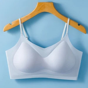Women Push Up Bra Wireless Bralette Ice Silk Bra Underwear Summer Ultra-Thin - Picture 1 of 29