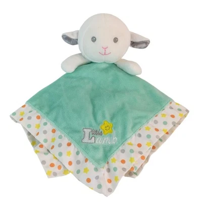 Garanimals Green Little Lamb Lovey Polka Dots Satin Back Rattle Security Blanket - Image 1 of 4