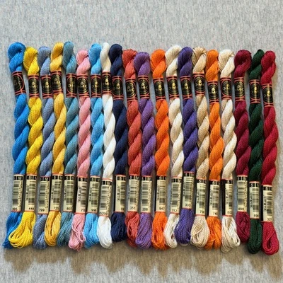 20 DMC Coton Perle Size 5 Thread 100% Cotton Assorted Colors No Repeats - Image 1 of 4