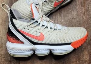 NIKE LEBRON XVI 16 "HOT LAVA" BASKETBALL SHOES WHITE BLACK CI1521-100 -SIZE 11.5 - Picture 1 of 10