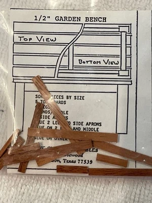 Garden Bench furniture for miniature dollhouse Vintage wood 1/2" New DIY - Image 1 of 2
