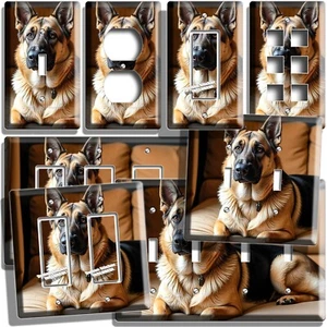 SÜSSER CANIN DEUTSCHER SCHÄFERHUND ZU HAUSE LICHTSCHALTER STECKDOSE WANDTELLER HAUSTIER DEKOR - Bild 1 von 35