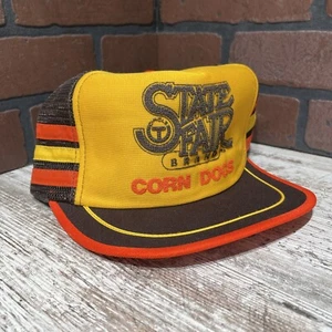 Vintage State Fair Corn Dog Trucker Hat Snapback Cap Vintage 3 Stripes Mesh Back - Picture 1 of 9