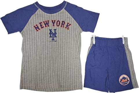 MLB New York Mets Boy's Jersey Shirt & Shorts 2 Piece Set XS 4/5 Cover
