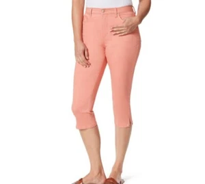 Jeans donna Gloria Vanderbilt Amanda Capri taglia 6 Peach Punch nuovo con etichetta - Foto 1 di 6
