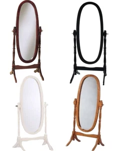 Swivel Full Length Wood Cheval Floor Mirror White Oak Cherry Black Espresso NEW - Picture 1 of 16