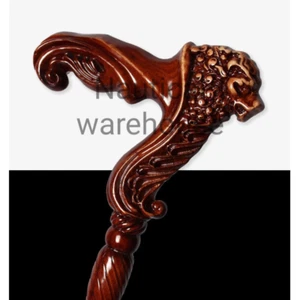 36"" Lion-Head Shaped Luxury Wooden Stick Men Retro Detachable German Beech Walk - Picture 1 of 6