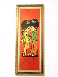 Mod Lee BIG EYES KITSCH Wall Print Girl Boy Love 25"x10" NOS Sealed* - Picture 1 of 2