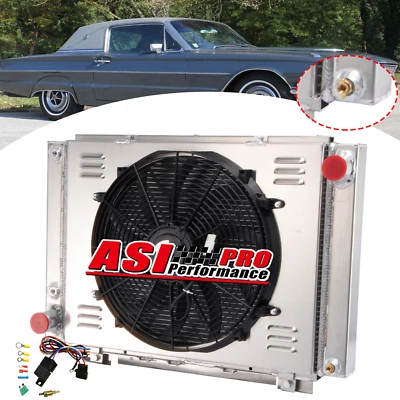 4 Row Aluminum Radiator Shroud Fits 1961-1966 Ford Thunderbird 6.4/6.6/7.0L V8 - Image 1 of 4