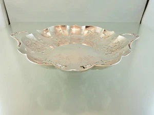 SAXON PLATE BIRD PIERCED PEDESTAL CANDY or NUT SILVER PLATE BOWL - Picture 1 of 5