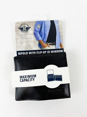 Dockers Men's Bifold Leather Flip-up ID Window Wallet Maximum Capacity Black - Image 1 of 4