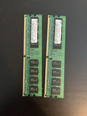 Samsung 2x512MB (1GB) M378T655BZ0-CD5 512MB DDR2 PC2-4200U Computer Memory Kit - Image 1 of 2