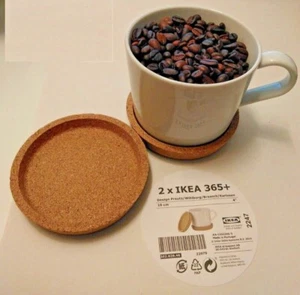 2x IKEA 365 + CORK COASTERS 9 cm 10 cm CUPS MUG BROWN NATURAL ORIGINAL NEW!! - Picture 1 of 6