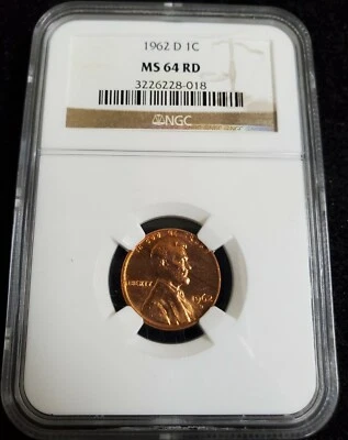 1962 D NGC MS64 RD 1c Lincoln Memorial Penny  - Image 1 of 2